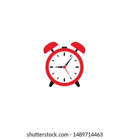 red and white alarm clock. Flat icon isolated on white background. Time pictogram. minutes