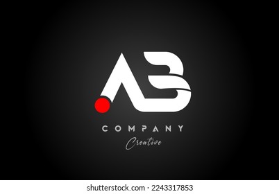 red white alphabet letter AB A B combination for company logo. Suitable as logotype design for a business