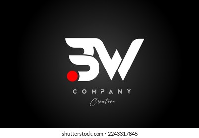 red white alphabet letter BW B W combination for company logo. Suitable as logotype design for a business