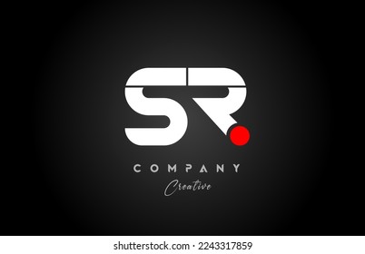 red white alphabet letter SR S R combination for company logo. Suitable as logotype design for a business