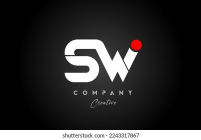 red white alphabet letter SW S W combination for company logo. Suitable as logotype design for a business