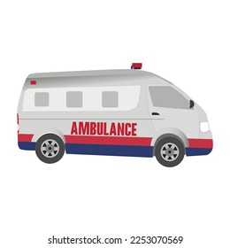 RED AND WHITE AMBULANCE VECTOR SIDE VIEW