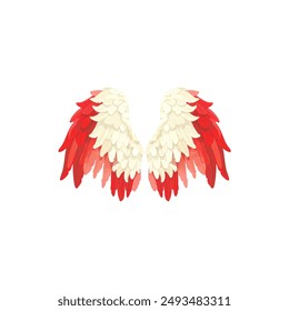 Red and White Angel Wings. Vector illustration.