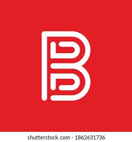 Plantilla de logotipo del vector de la letra inicial de color blanco rojo B