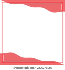 Red and white background color with stripe line and wavy shapes. Suitable for social media post and web internet ads. Template layout. Frame, boarder for text, picture, advertisement. Empty space. 