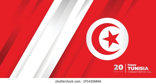 Diseño de fondo rojo y blanco con bandera tunecina. Buen modelo para el diseño del Día de la Independencia de Túnez.