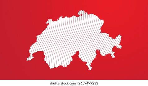 Fondo rojo y blanco del mapa de Suiza con líneas