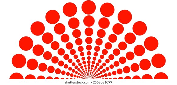 Red and white background with rays from dots