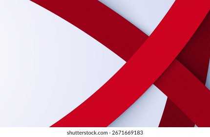 Red and white background with ribbon design illustration for decoration