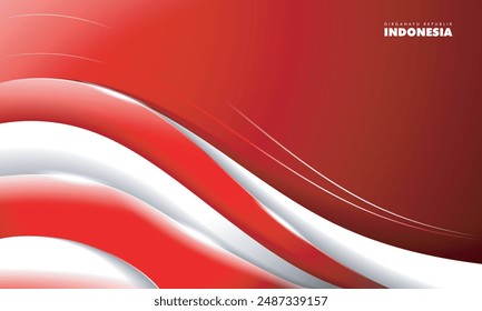 Red white background in simple 3d design with glowing white lines in red background for indonesia independence day. Dirgahayu republik indonesia mean is happy indonesia independence day