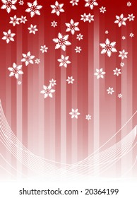 Red and white background with snowflakes - vector image
