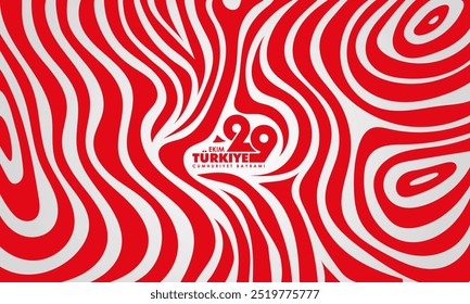 red white background with stripped design and turkish typography which means october 29th turkey republic day. Turkey national background