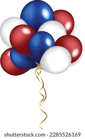 Red and white balloons flying up, realistic vector