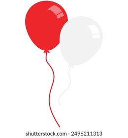 Red White Balloons Indonesia Independence Day Vector Illustration