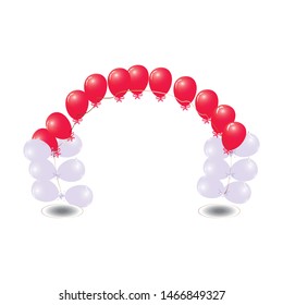 Red and white balloons isolated on white background 