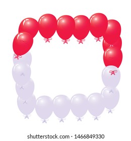 Red and white balloons isolated on white background 