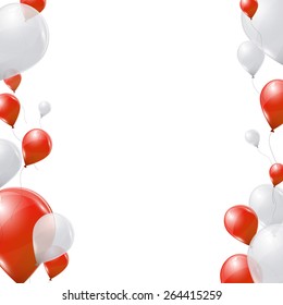 Red And White Balloons On White Background