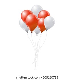 Red And White Balloons On White Background