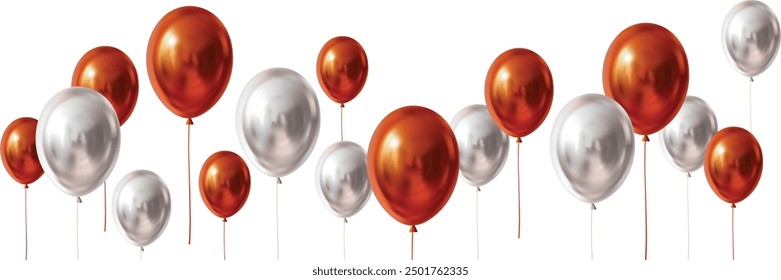 Globos rojos y blancos sobre fondo transparente para la celebración 