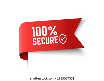 red and white banner 100 percent secure.
