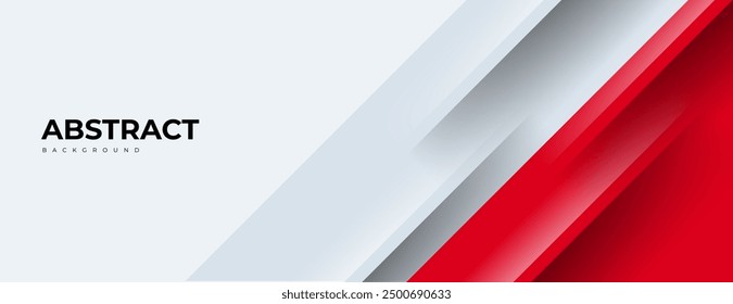 red and white banner background with diagonal stripes