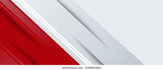 red and white banner background with diagonal stripes