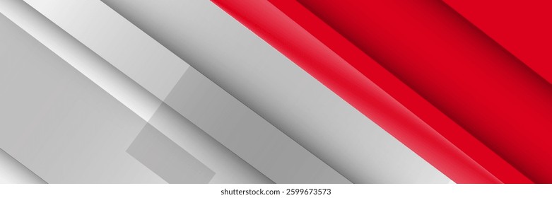red and white banner background with diagonal stripes