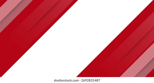 red and white banner background with diagonal stripes