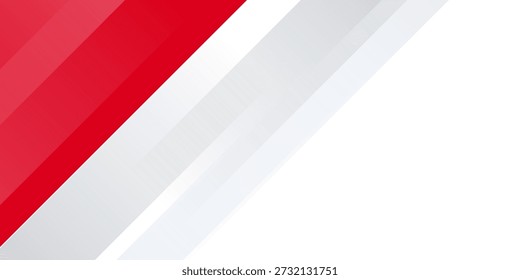red and white banner background with diagonal stripes