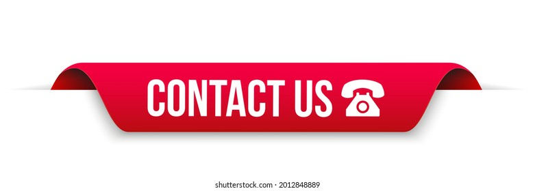 red and white banner contact us with phone. vector illustration
