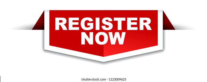 red and white banner register now