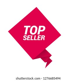 red and white banner with text TOP seller inside - emblem, label, badge,sticker. Designed for your web site design, logo, app, UI