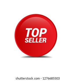 red and white banner with text TOP seller inside - emblem, label, badge,sticker. Designed for your web site design, logo, app, UI