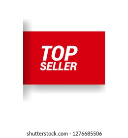 red and white banner with text TOP seller inside - emblem, label, badge,sticker. Designed for your web site design, logo, app, UI