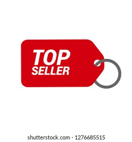 red and white banner with text TOP seller inside - emblem, label, badge,sticker. Designed for your web site design, logo, app, UI