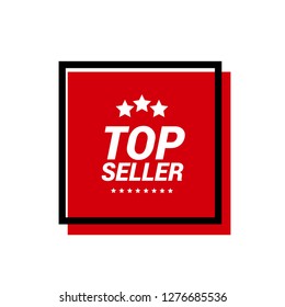 red and white banner with text TOP seller inside - emblem, label, badge,sticker. Designed for your web site design, logo, app, UI