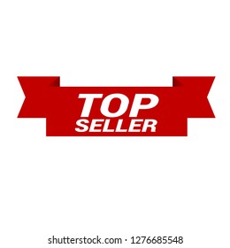red and white banner with text TOP seller inside - emblem, label, badge,sticker. Designed for your web site design, logo, app, UI
