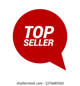 red and white banner with text TOP seller inside - emblem, label, badge,sticker. Designed for your web site design, logo, app, UI