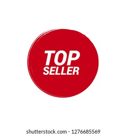 red and white banner with text TOP seller inside - emblem, label, badge,sticker. Designed for your web site design, logo, app, UI