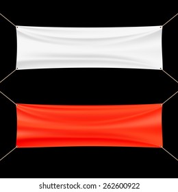 Red and white banner. Vector image.
