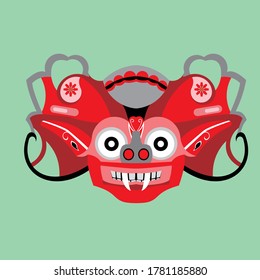 
red and white barong mask