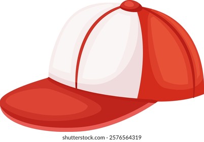 Red and white baseball cap with a curved brim, creating a sporty and casual look, suitable for various outdoor activities and everyday wear