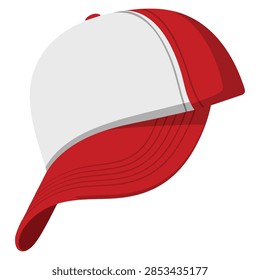Red and white baseball cap lying on a surface waiting to be worn casual fashion accessory illustration