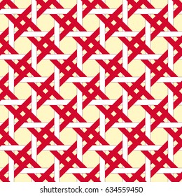 Red and white basket, square seamless background.
