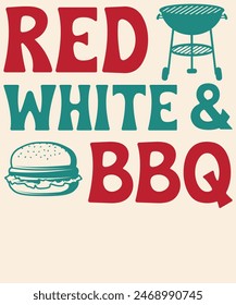 Rojo blanco y Diseño gráfico de barbacoa