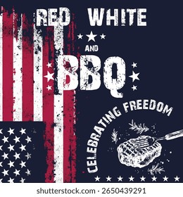 Ilustração De Vetor Vermelho, Branco E Churrasco
