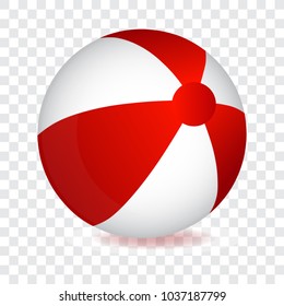 Red and white beach ball, vector illustration.