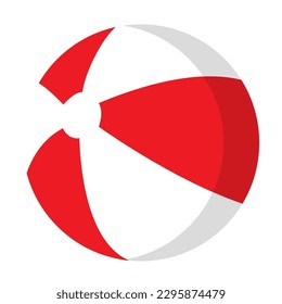 Red and white beach ball vector illustration summer