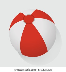 Red and White Beach Ball Vector Illustration