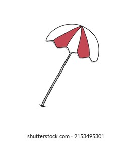 red and white beach umbrella